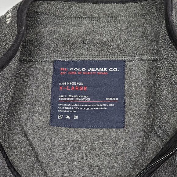 RL Polo Jeans Company Ralph Lauren Men XL Gray Fleece RL-67 Patch Elbows Jacket - Picture 6 of 6